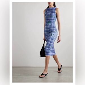 Acne Studios Printed Ribbed Stretch-Knit Midi Dress